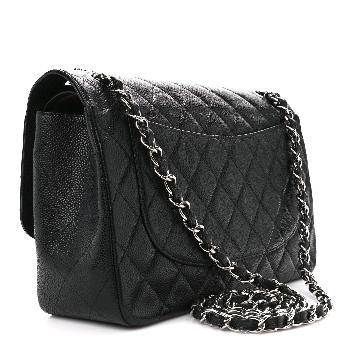 Caviar Quilted Jumbo Double Flap Black