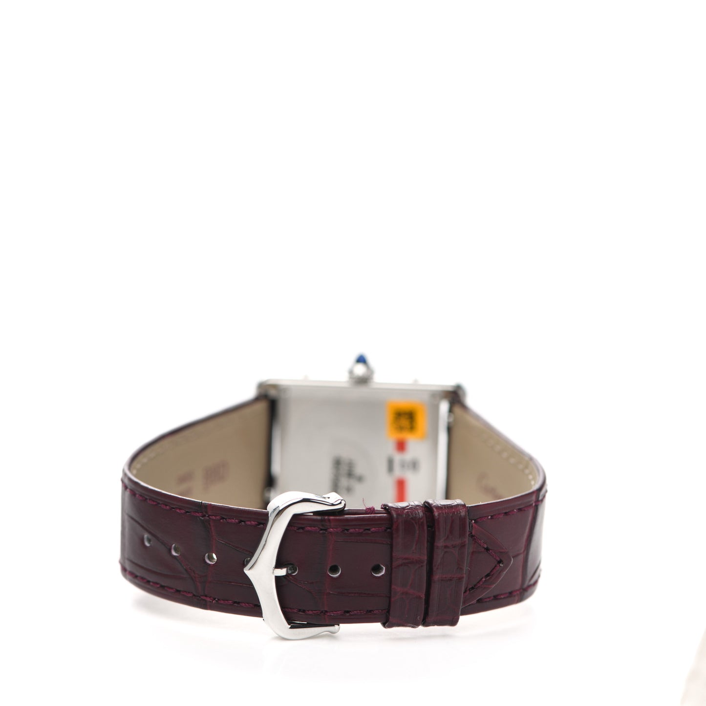 Stainless Steel Alligator 25mm Tank Must De Cartier Watch Burgundy