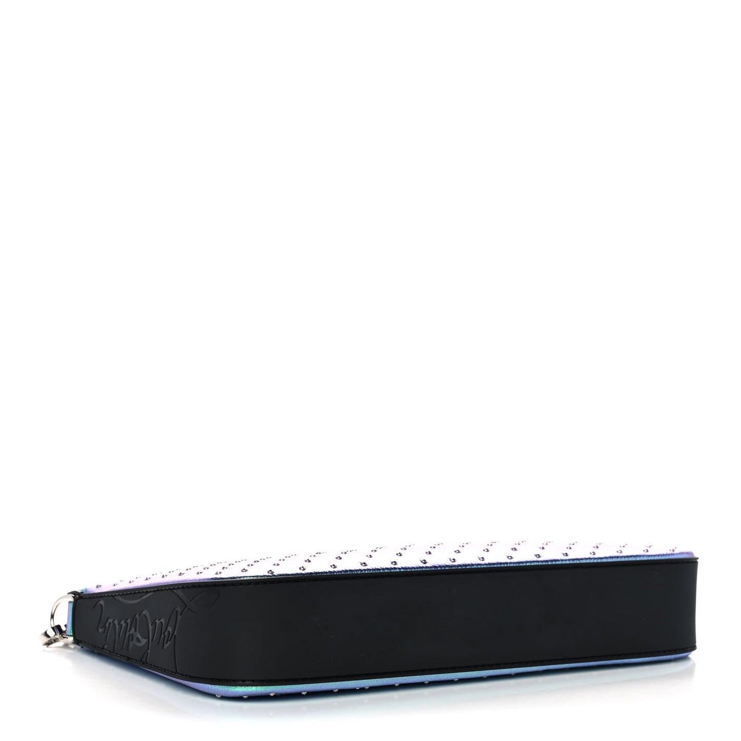 Iridescent Calfskin Studded Loubila Chain Clutch Multicolor