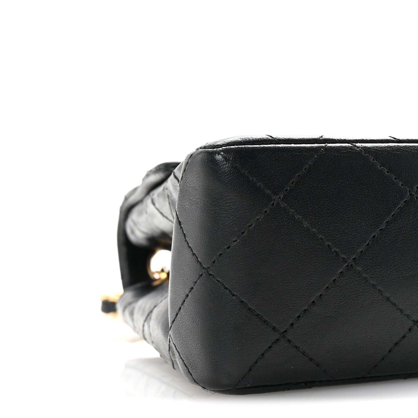 Lambskin Quilted Mini Square Flap Black