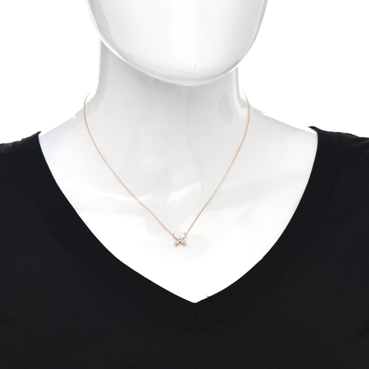 18K Rose Gold Diamond Medium Victoria Pendant Necklace