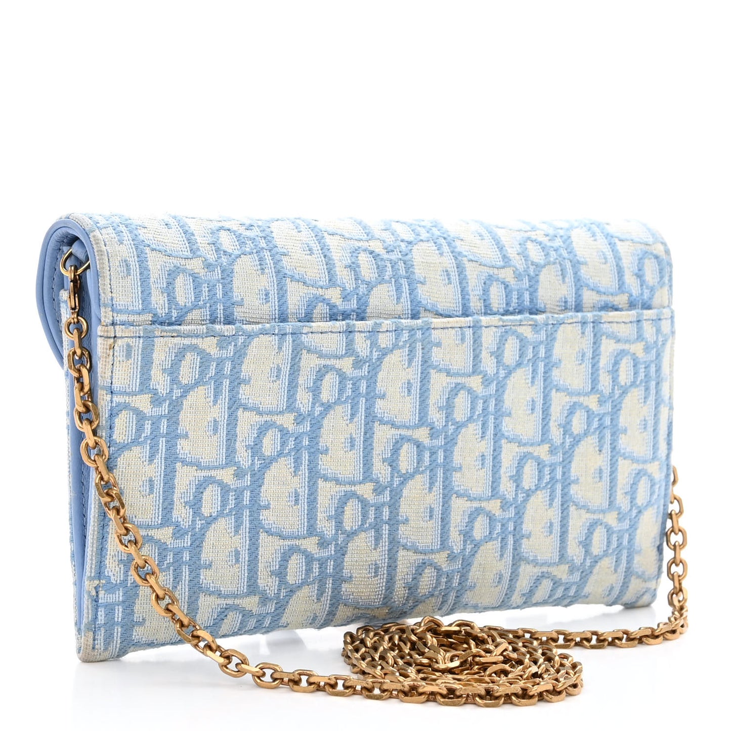 Oblique Saddle Chain Long Wallet Cornflower Blue