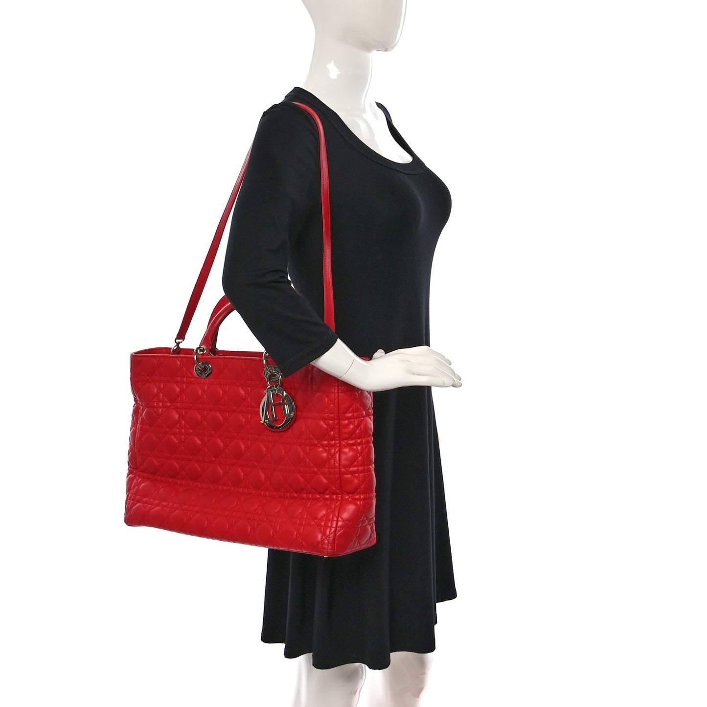 Lambskin Cannage XL Lady Dior Red
