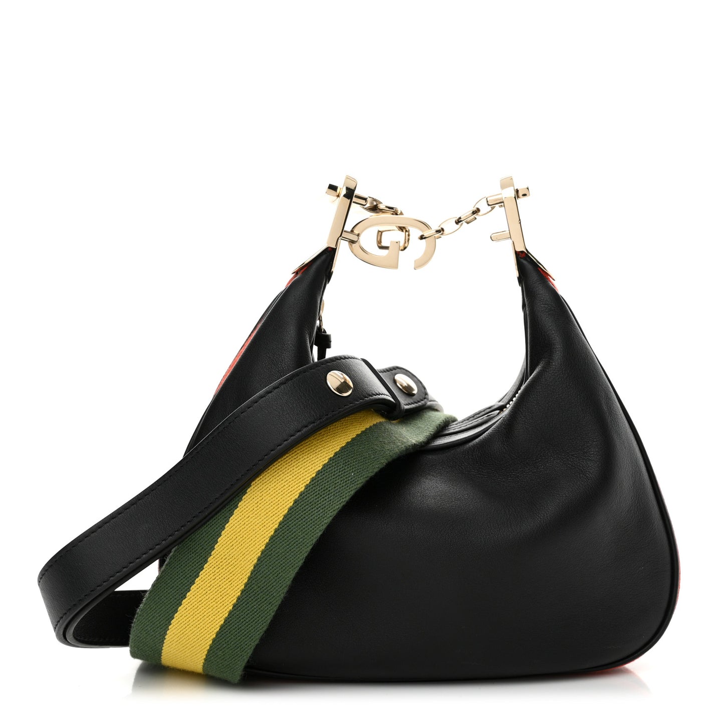 Aria Calfskin Web Small Attache Shoulder Bag Black