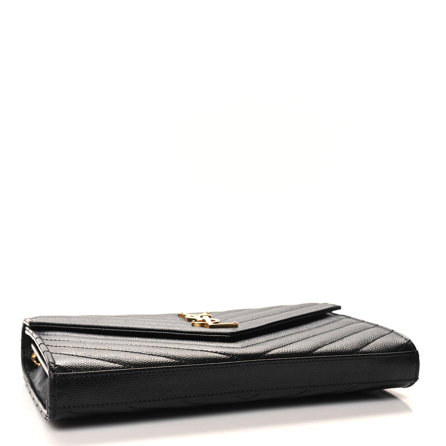 Grain De Poudre Matelasse Chevron Monogram Chain Wallet Black