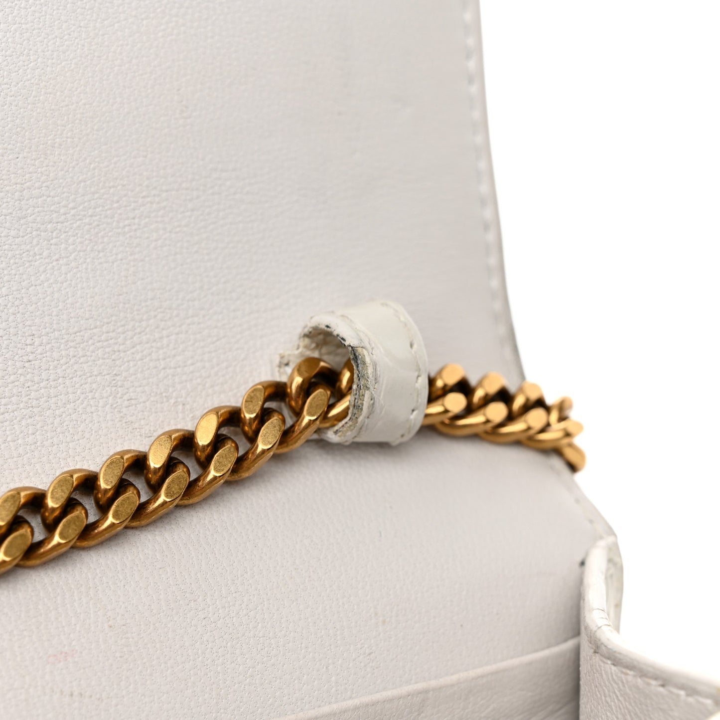 Shiny Calfskin Crocodile Embossed Hourglass Chain Bag White