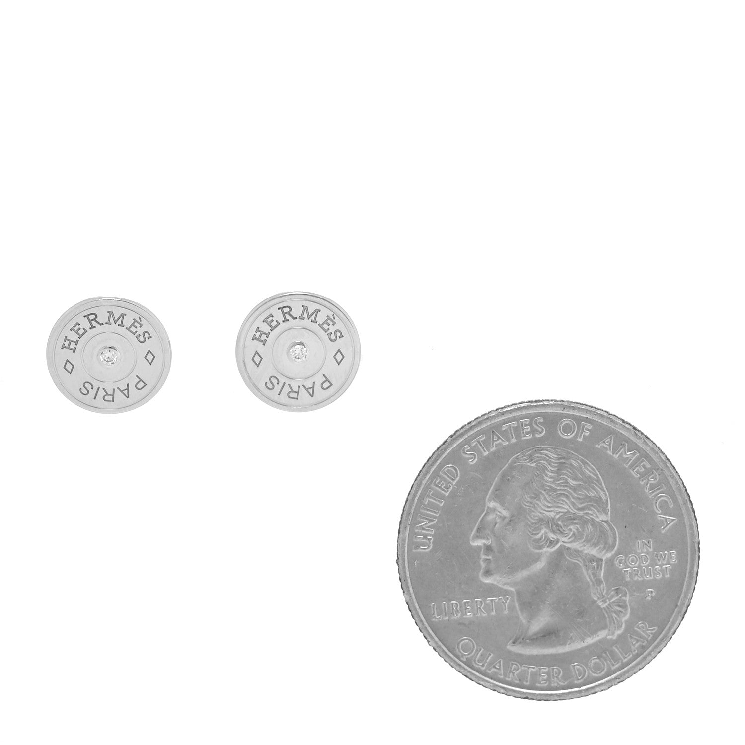 Hermes 18K White Gold Diamond Small Gambade Earrings 2 of 5