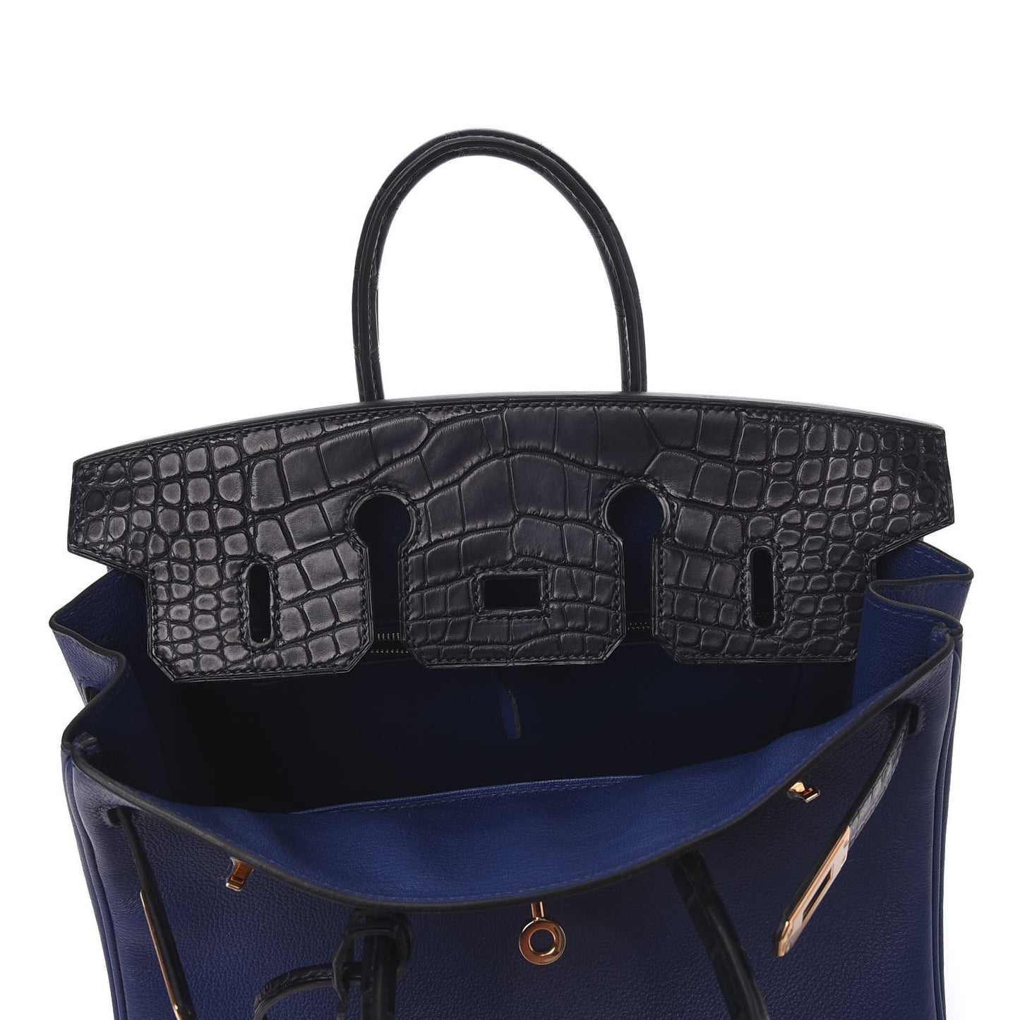 Taurillon Novillo Matte Alligator Birkin Touch 25 Bleu Saphir Marine