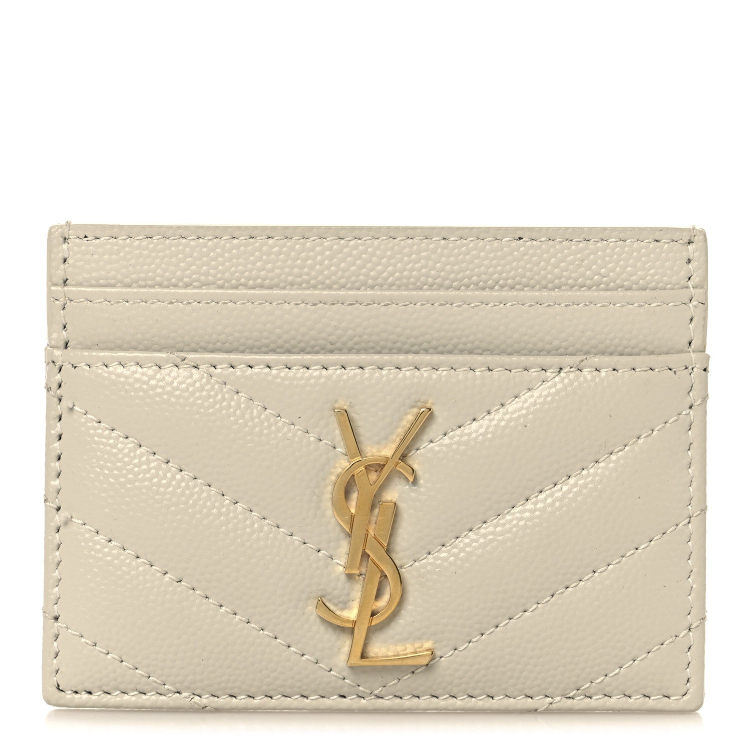 SAINT LAURENT Soft Case -sunglasses/glasses-NWOT LETTER card case in leather in Beige | Saint Laurent | YSL EN-FR main image 3