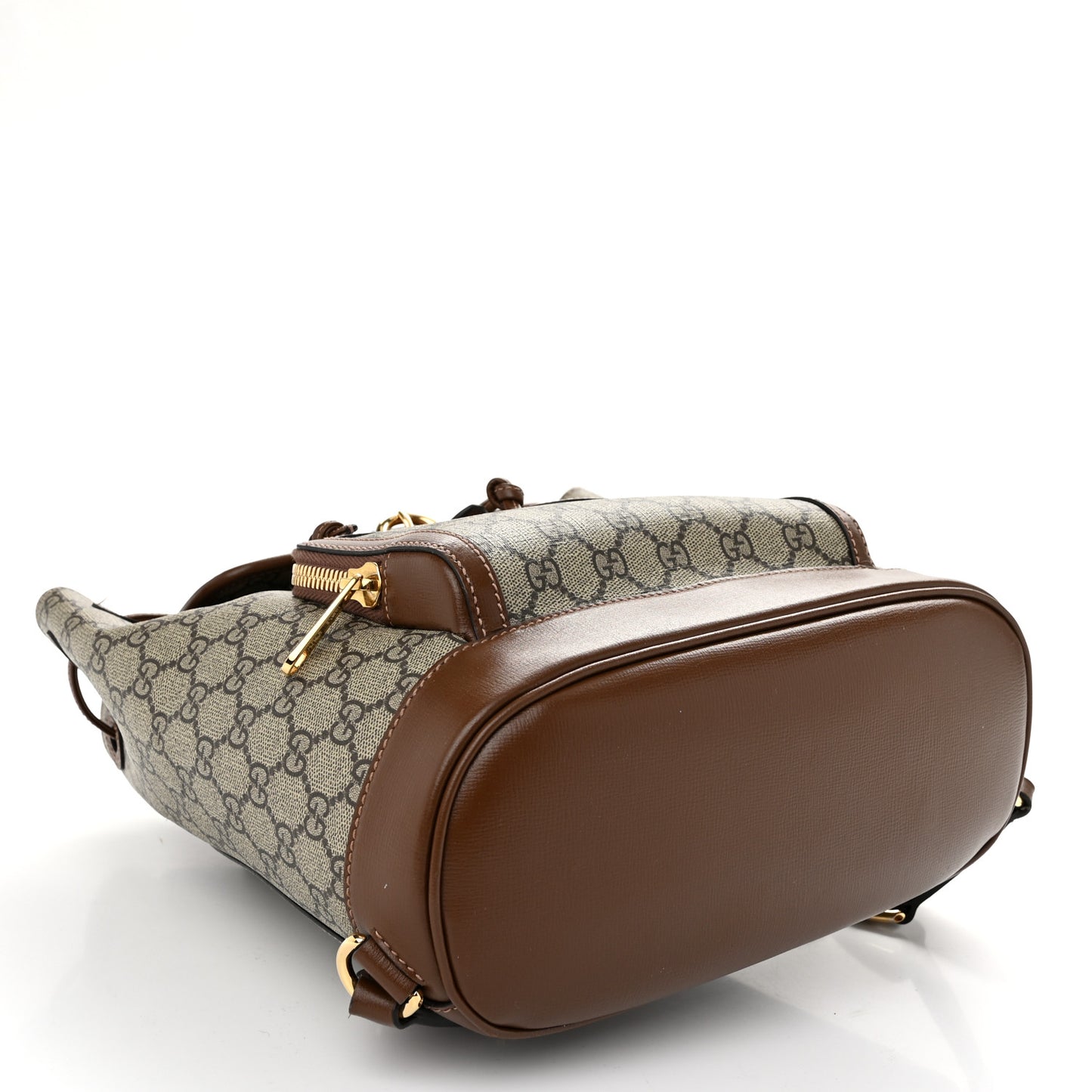 GG Supreme Monogram Azalea Calfskin Retro Interlocking G Buckle Backpack Beige Ebony Brown Sugar