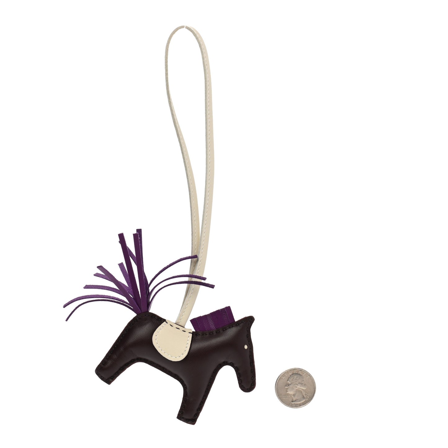 Milo Lambskin Grigri Rodeo Horse Bag Charm PM Rouge Sellier Craie Violet
