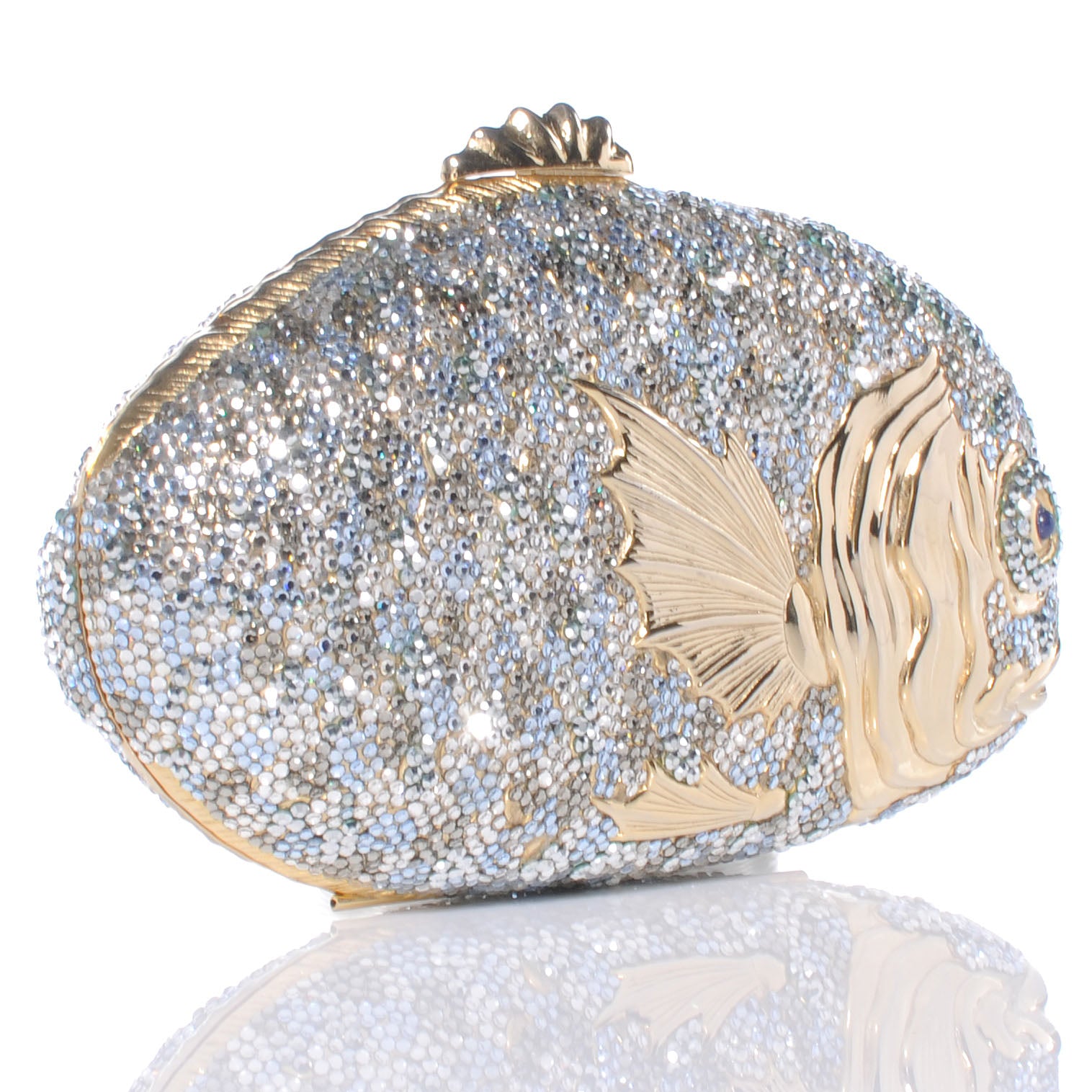 Judith Leiber Crystal Koi Fish Minaudiere Clutch Gold 3 of 6