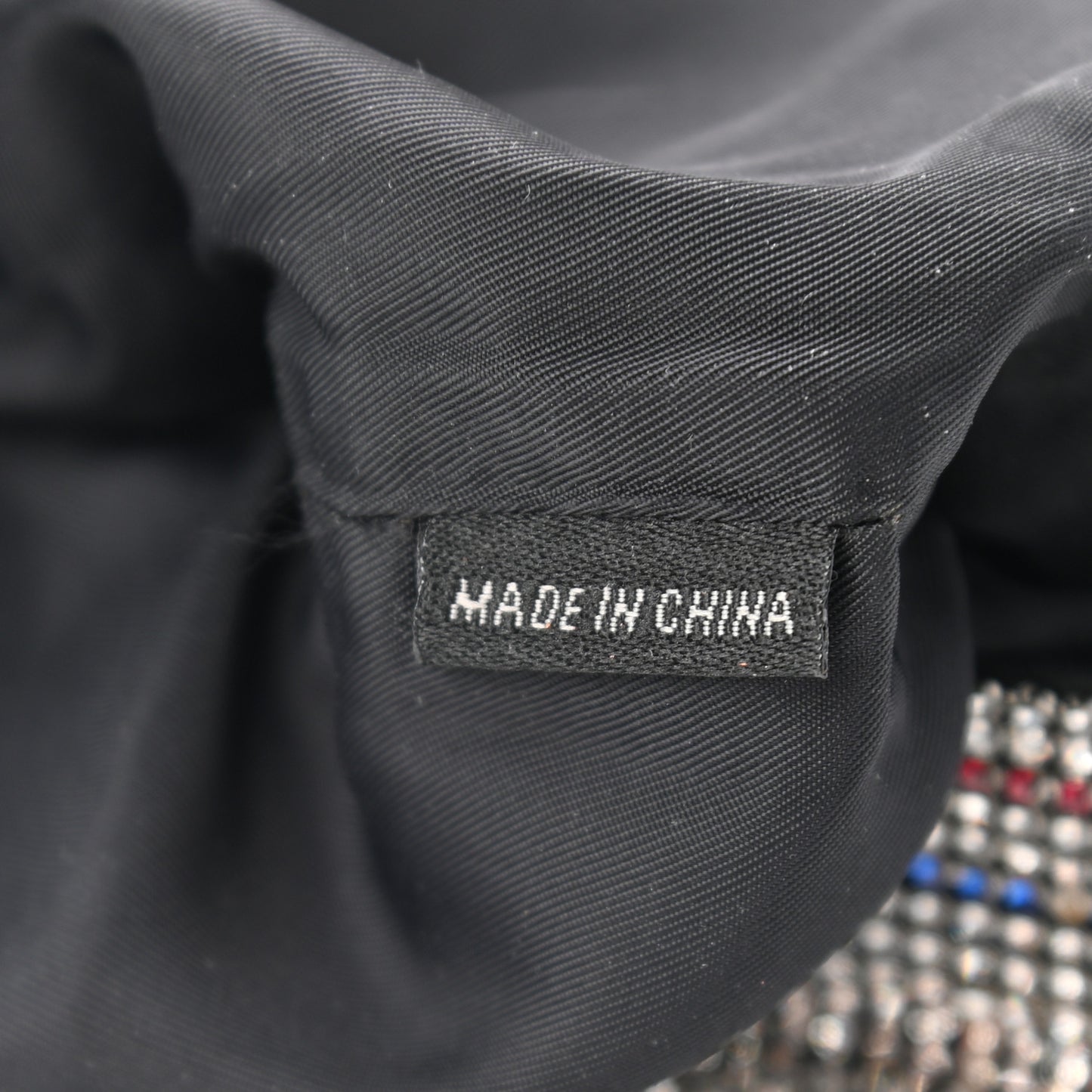 Rhinestone Chain Mesh Wanglock Logo Pouch Silver Multicolor