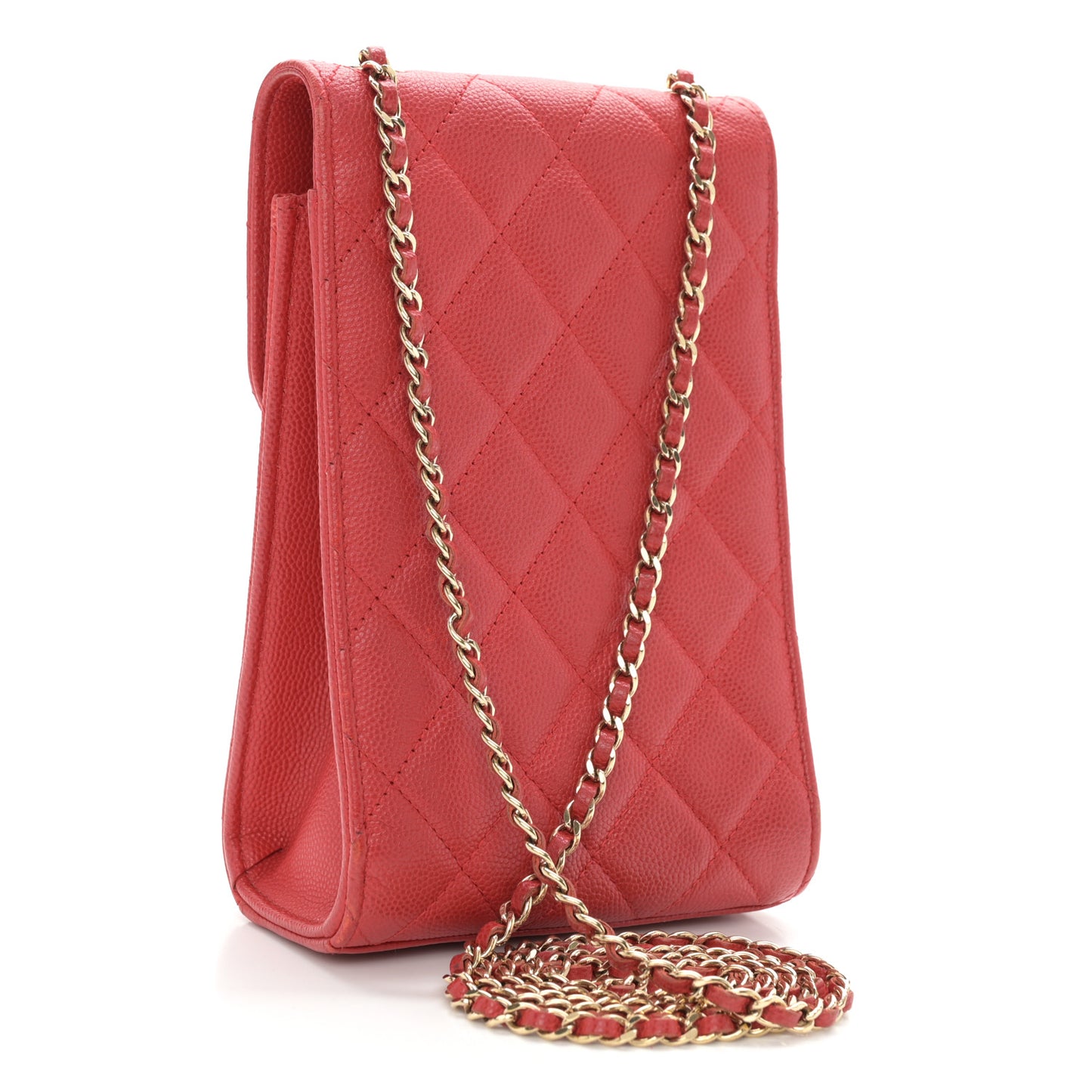 Caviar Quilted Golden Class Phone Holder Red