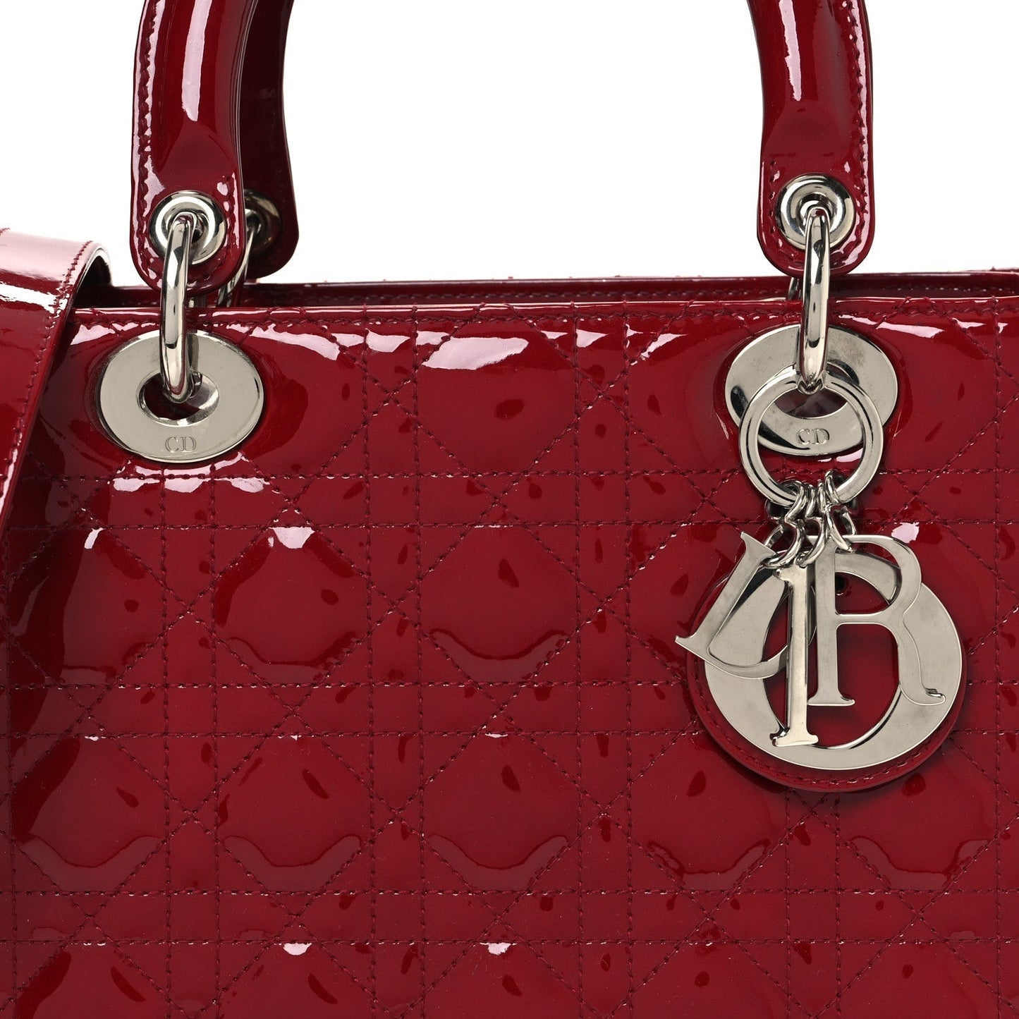 Patent Cannage Medium Lady Dior Red