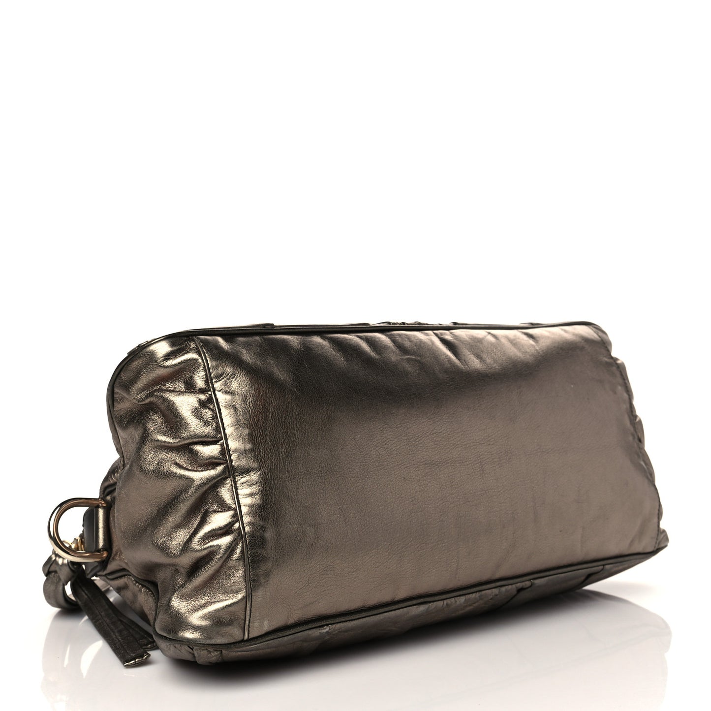 Metallic Calfskin Medium Hysteria Top Handle Bag Gold