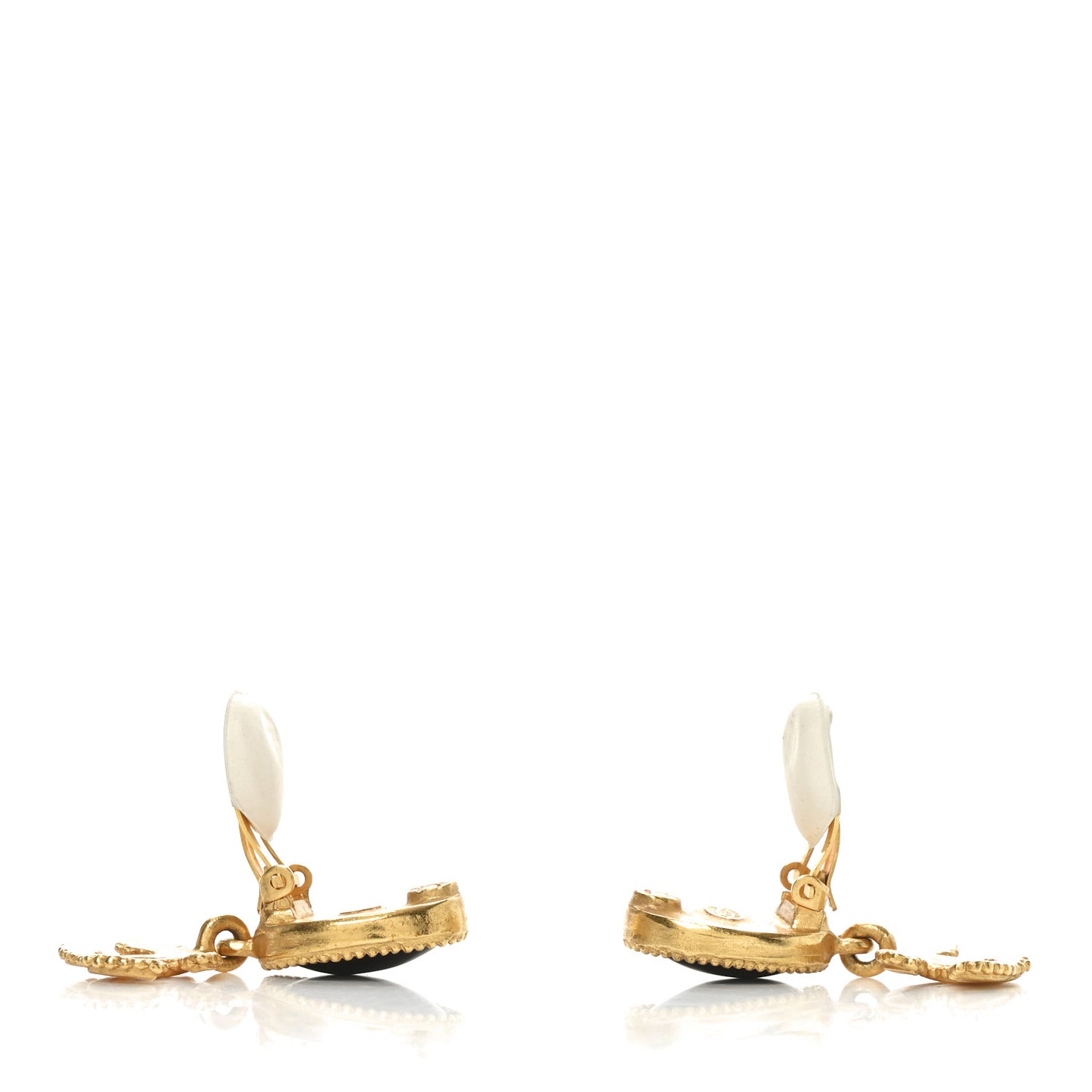 Metal Resin CC Drop Earrings Gold Red