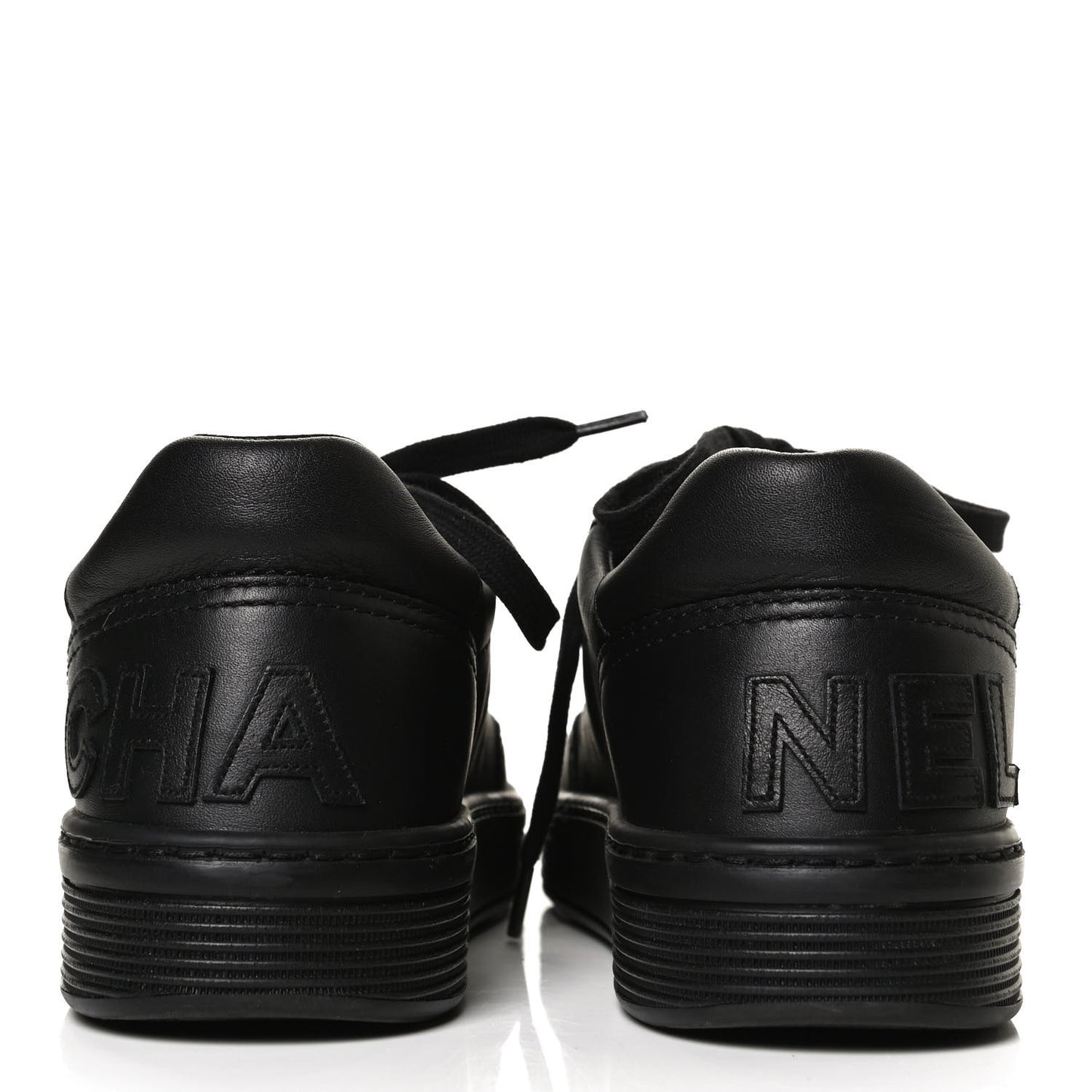 Calfskin Womens Logo Sneakers 35.5 Black