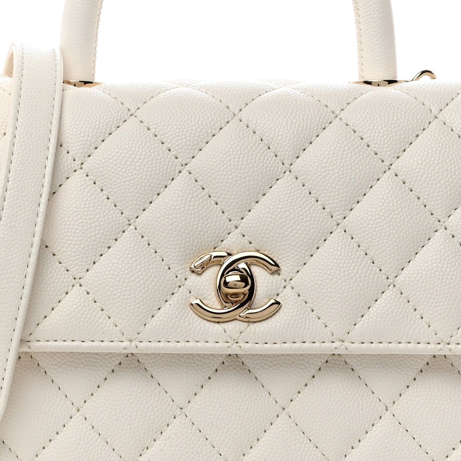 Chanel Caviar Quilted Mini Coco Handle Flap White 8 of 10