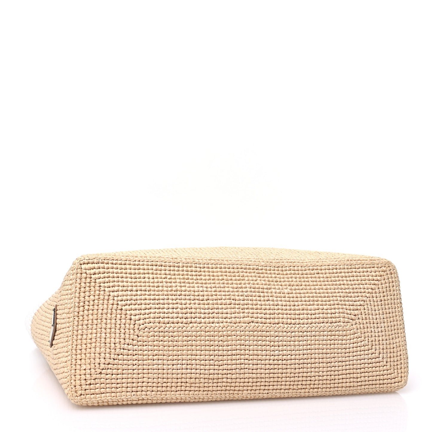 Yarn Raffia Effect Crochet Vitello Logo Shopping Tote Naturale White