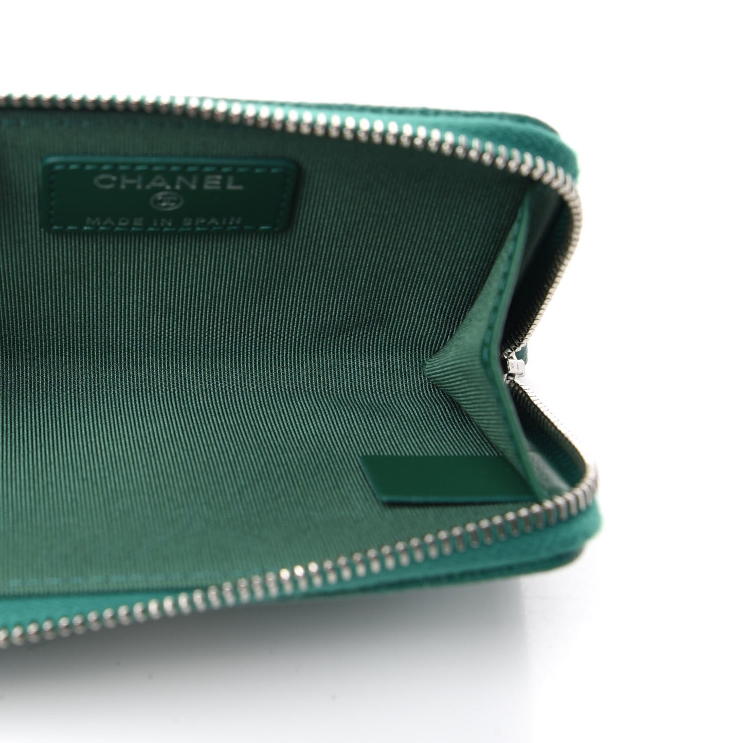 Caviar Quilted Zipped Key Holder Case Green
