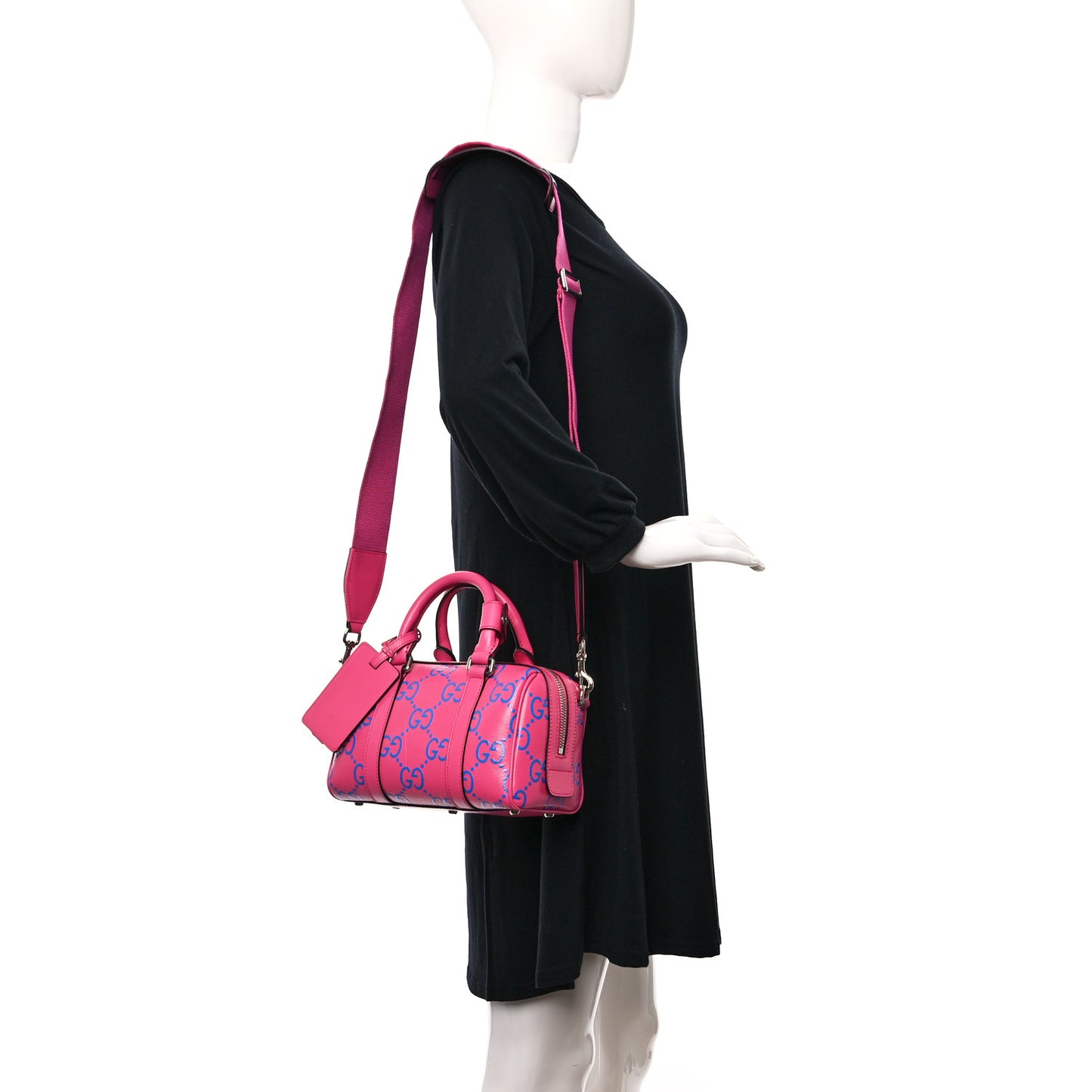 Calfskin GG Tennis Bi-Color Embossed Mini Duffle Bag Modern Fucsia Modern Blue