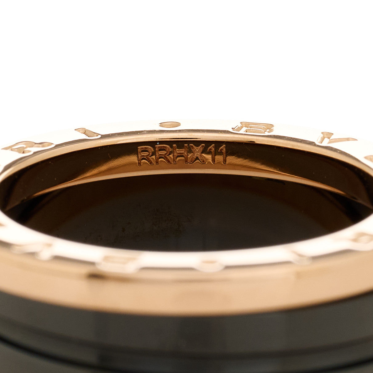 18K Rose Gold Black Ceramic B.Zero1 Two-Band Ring 53 6.25