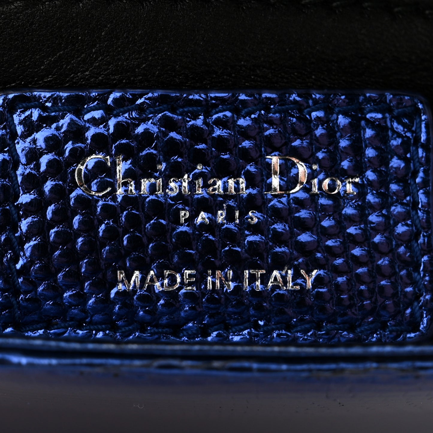 Metallic Lizard Mini Lady Dior Blue