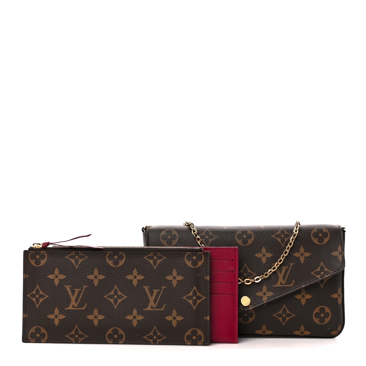 Monogram Pochette Felicie Chain Wallet Fuchsia