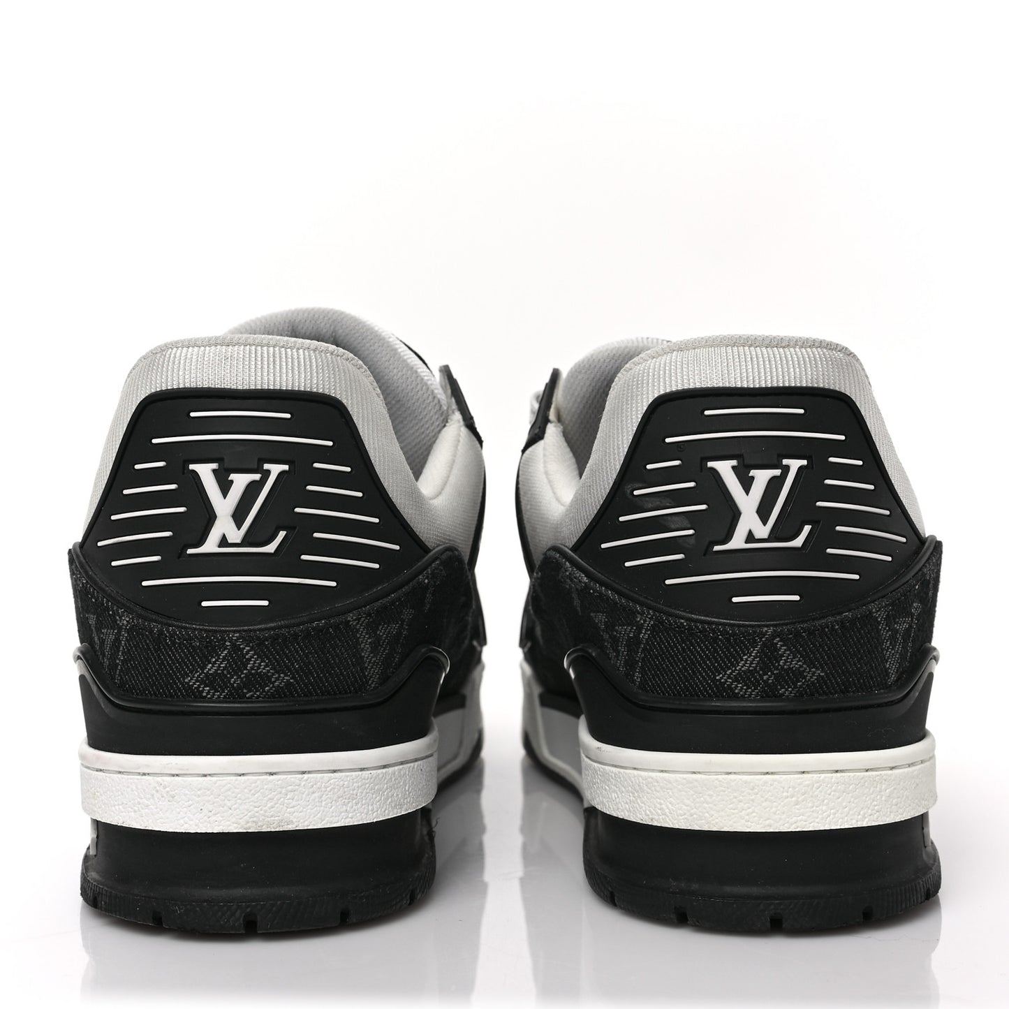 Calfskin Monogram Denim Mens LV Trainer Sneakers 9 Black