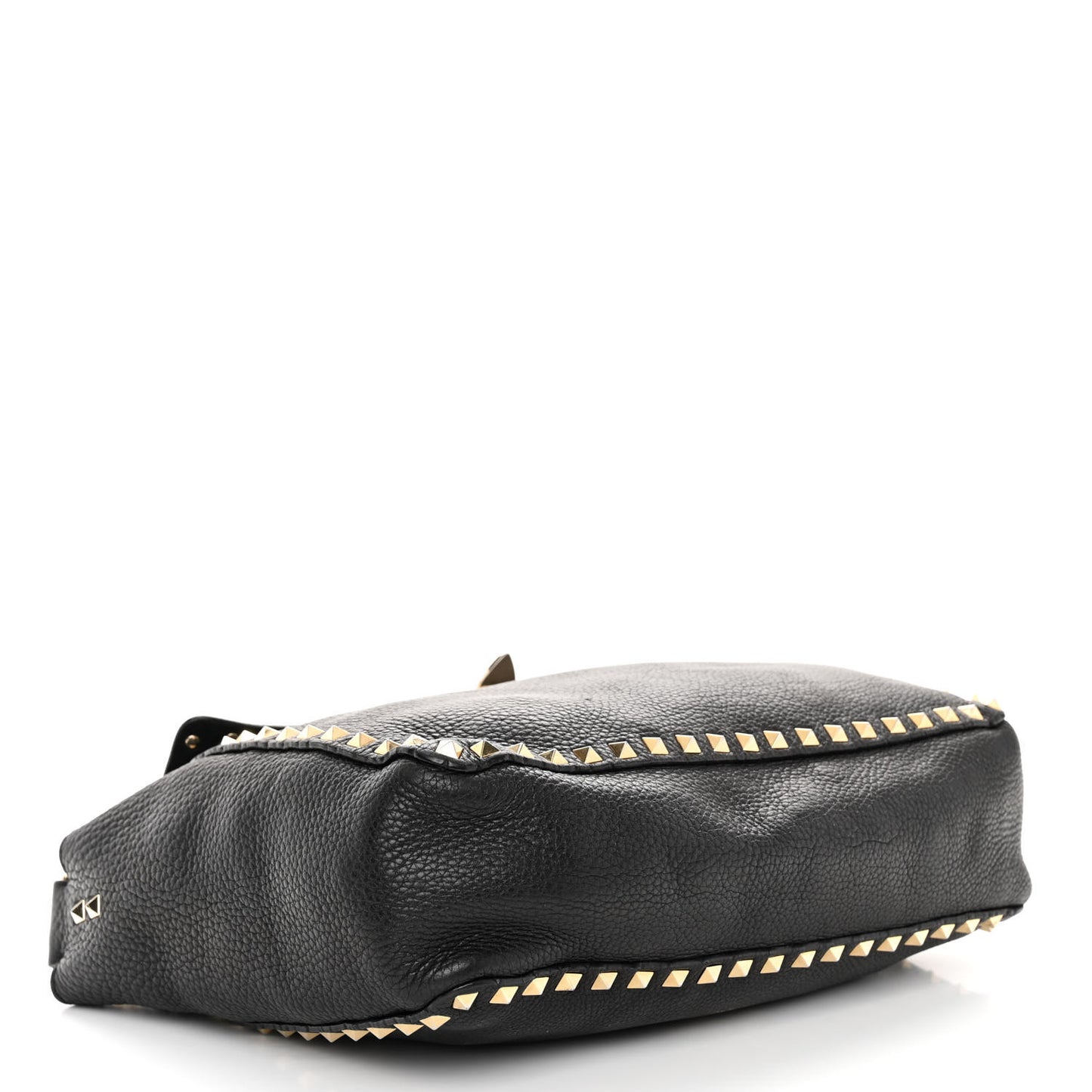 Pebbled Calfskin Rockstud Flip-Lock Messenger Bag Black