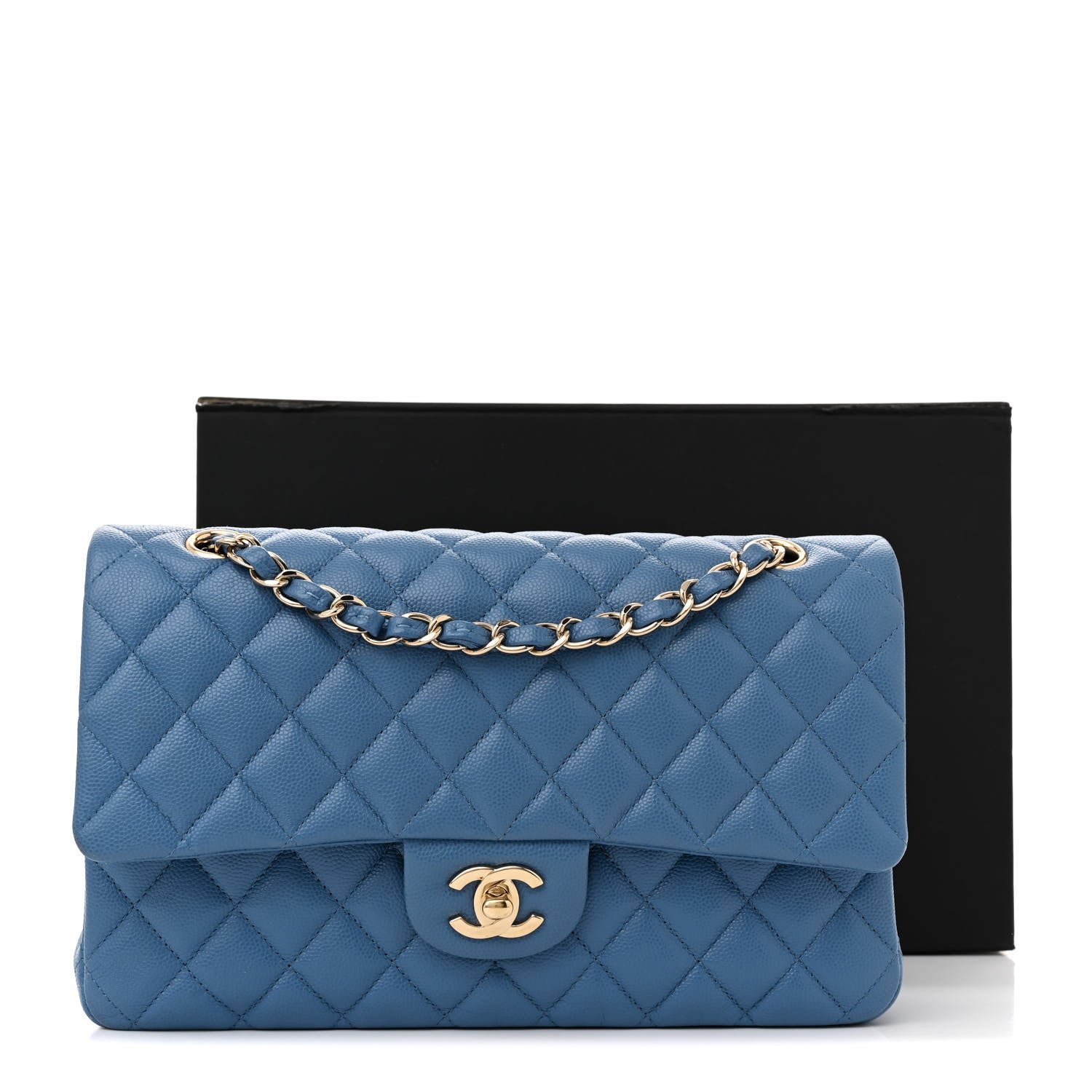 Chanel Caviar Quilted Medium Double Flap Blue 12 of 12