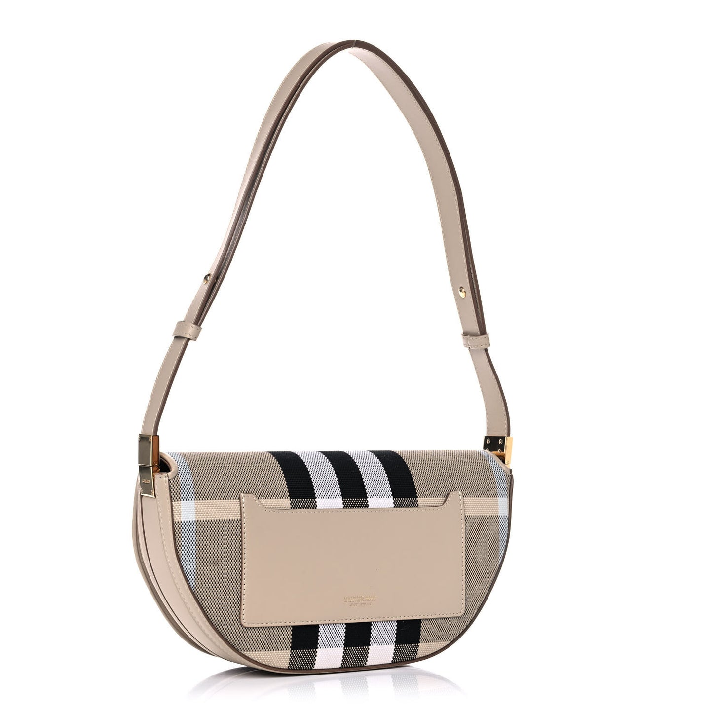 Canvas Calfskin Check Small Olympia Beige