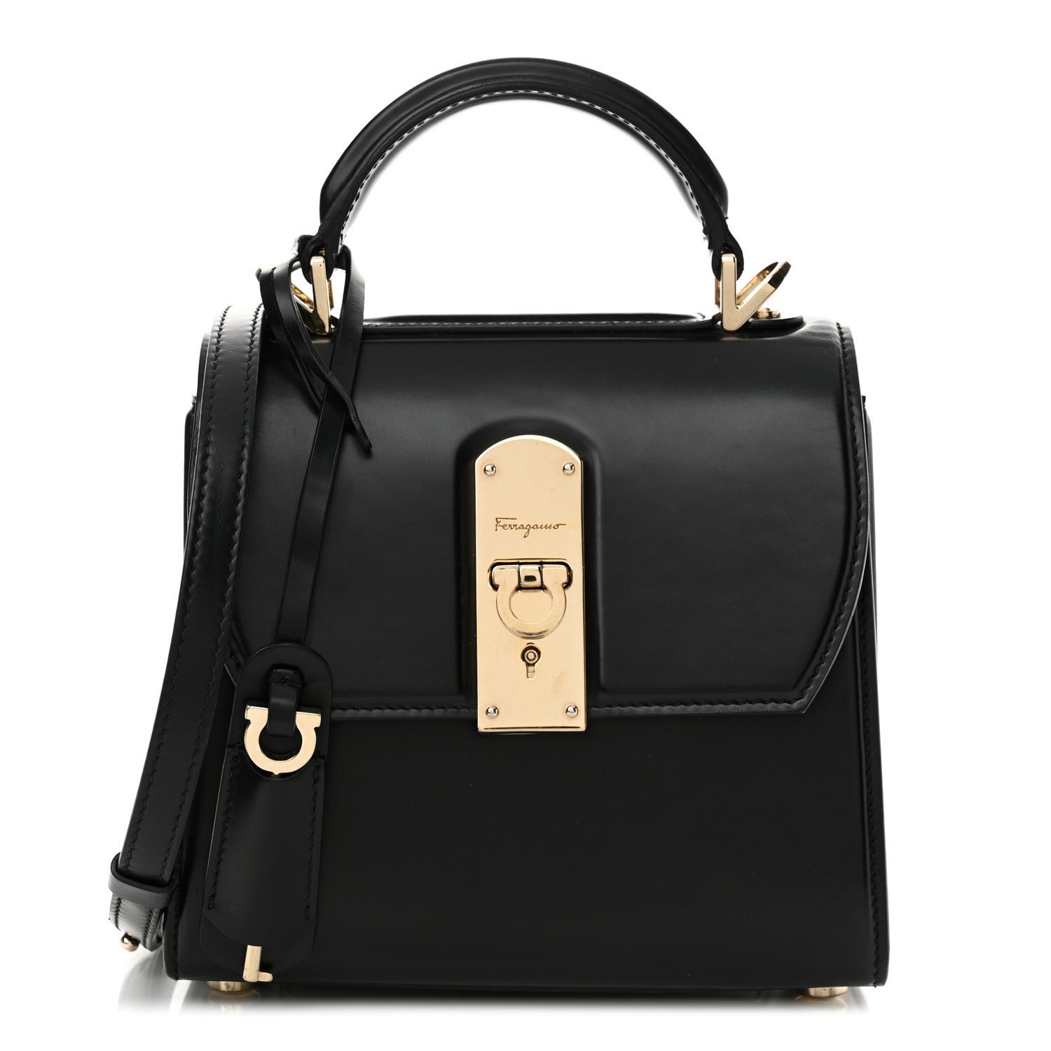 Salvatore Ferragamo Smooth Calfskin Small Boxyz Black 1 of 15