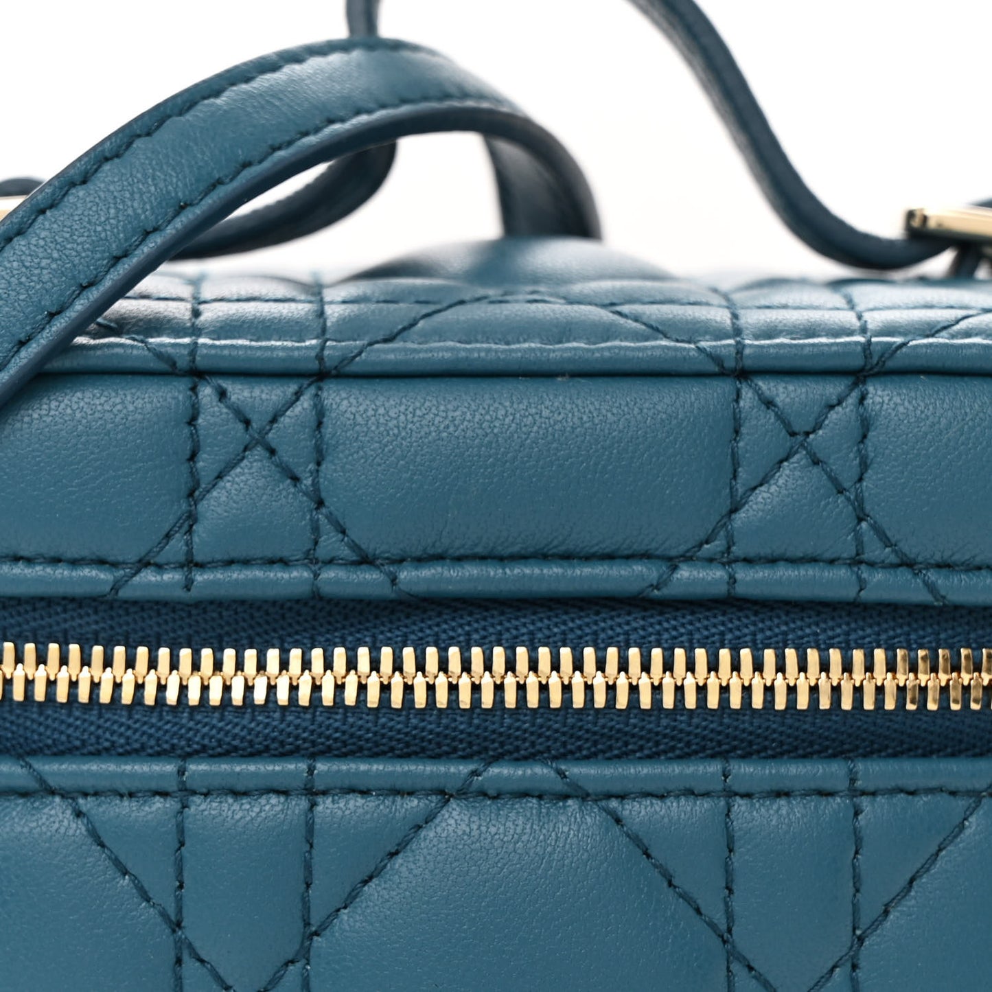 Lambskin Cannage Micro Lady Dior Vanity Case Deep Ocean