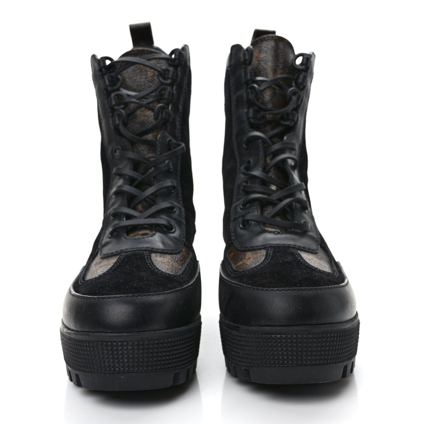 Suede Calfskin Monogram Laureate Platform Desert Boots 40 Black