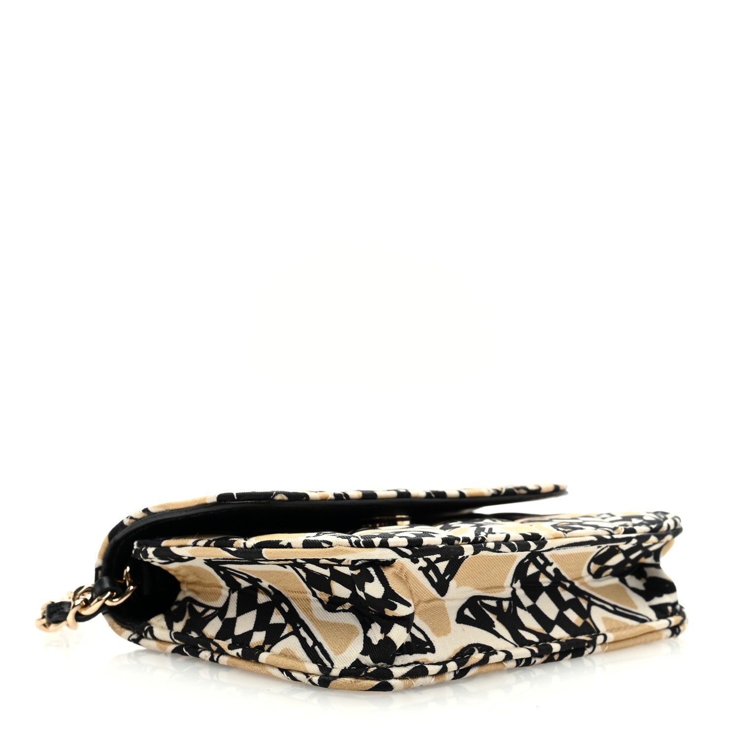 Chanel Canvas Check Flag Printed CC Clutch With Chain Beige Multicolor 4 of 9