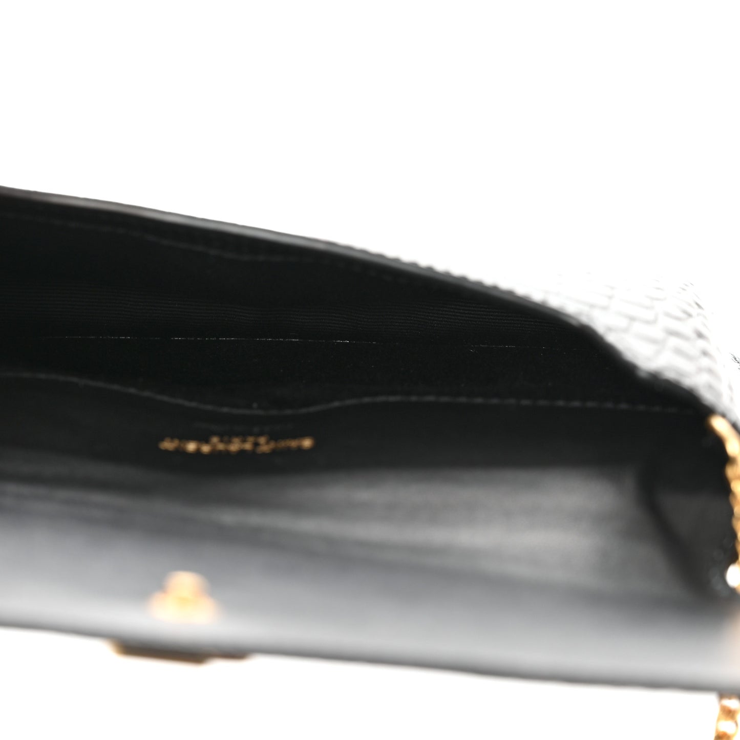 Crocodile Embossed Monogram Phone Holder Crossbody Black