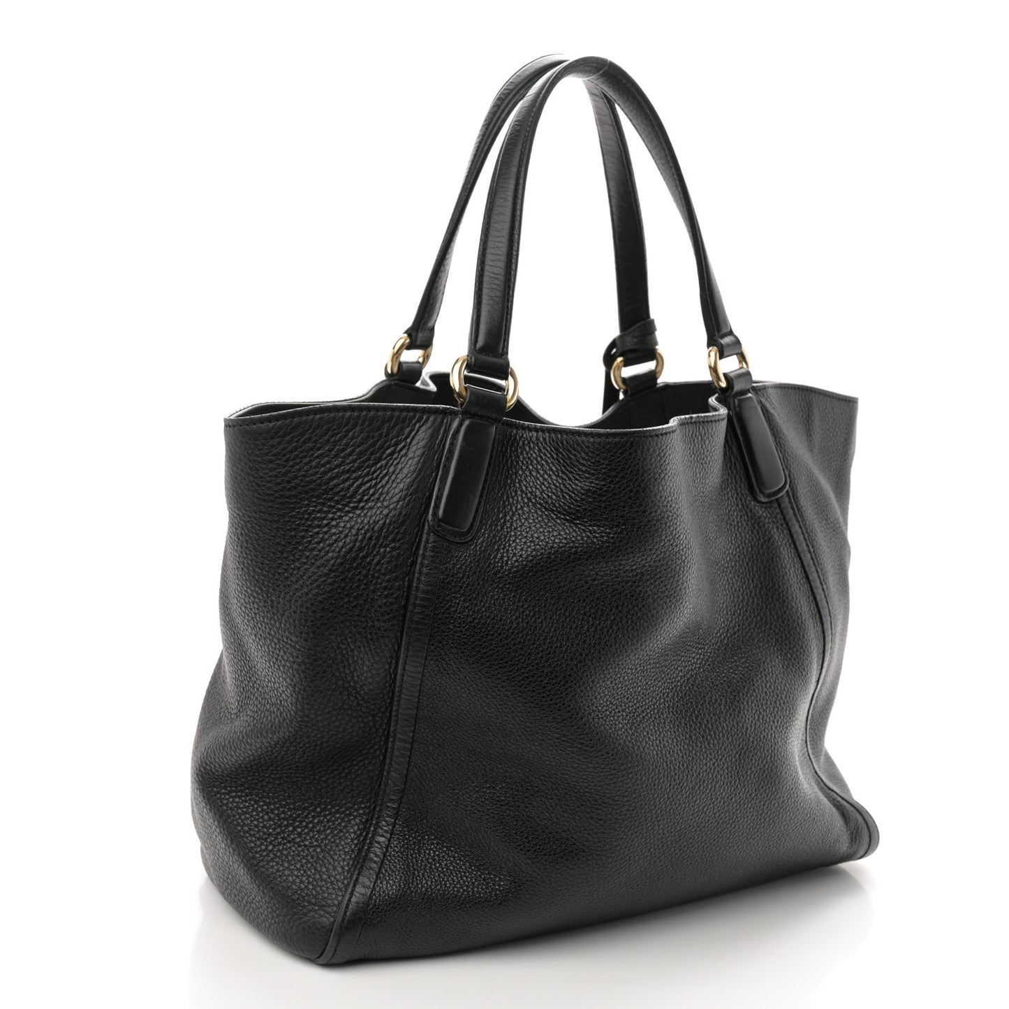 Pebbled Calfskin Medium Soho Shoulder Bag Black