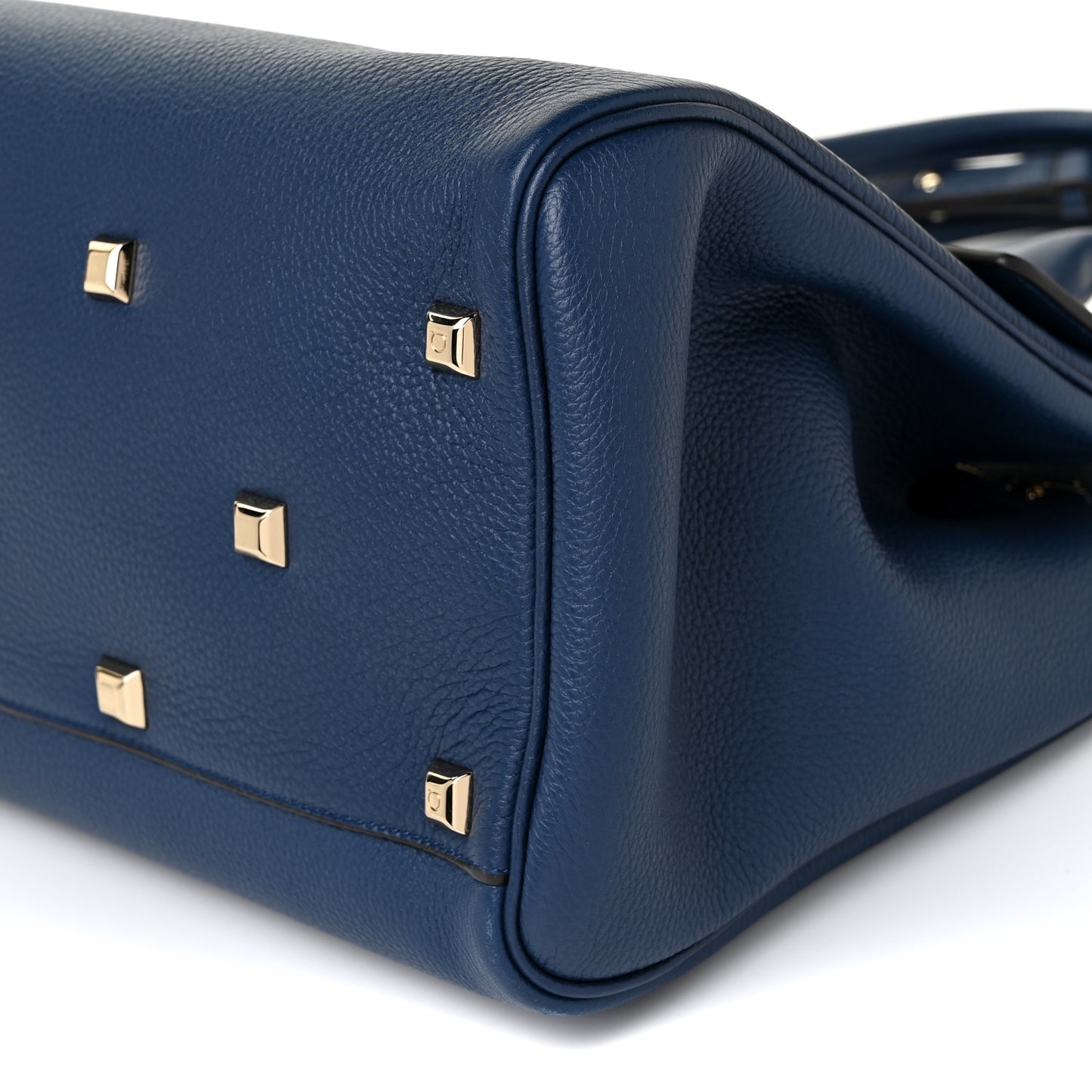 Calfskin Large Studio Top Handle Bag Navy