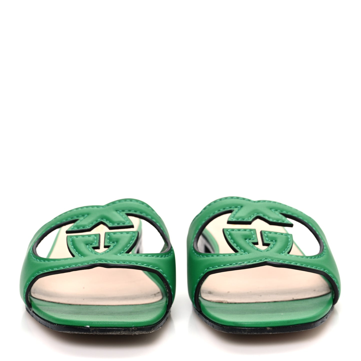 Cosmos Softy Calfskin Interlocking G Cut Out Slide Sandals 39 New Shamarock