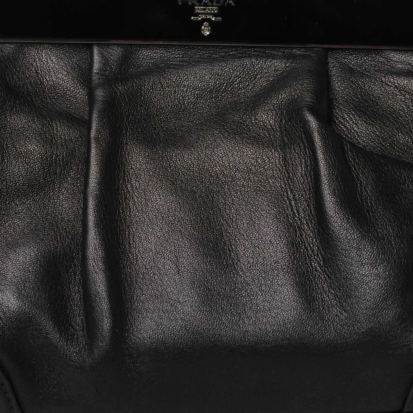 Nappa Kisslock Small Frame Shoulder Bag Black