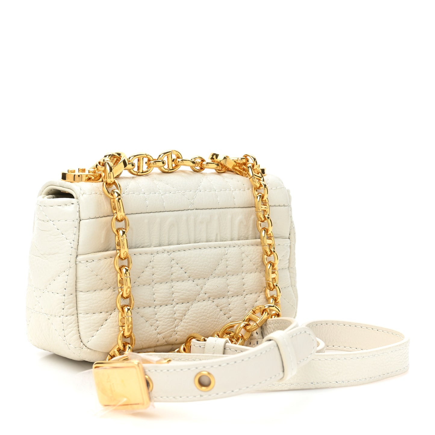 Supple Calfskin Cannage Micro Caro Bag Latte
