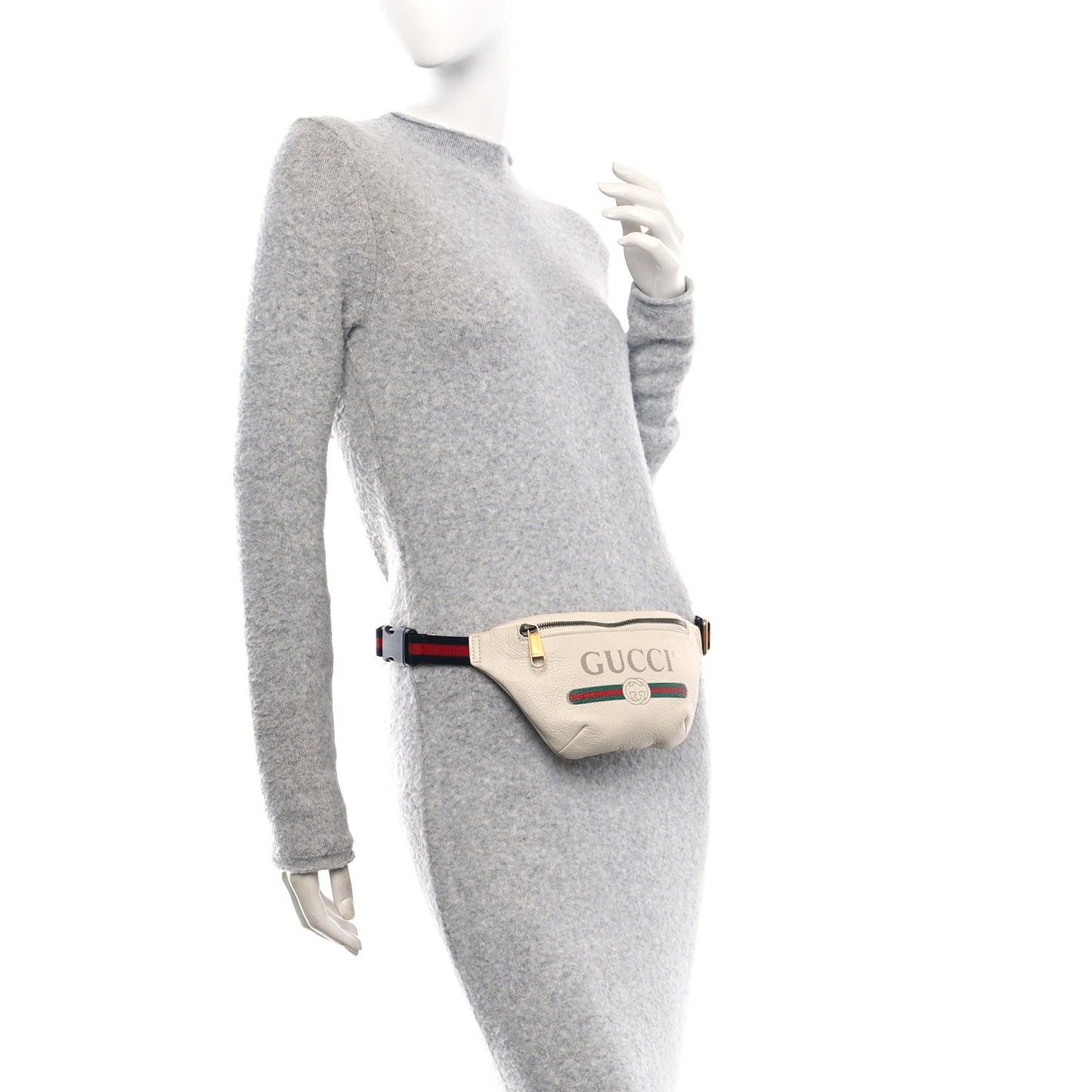 Grained Calfskin Small Logo Belt Bag White
