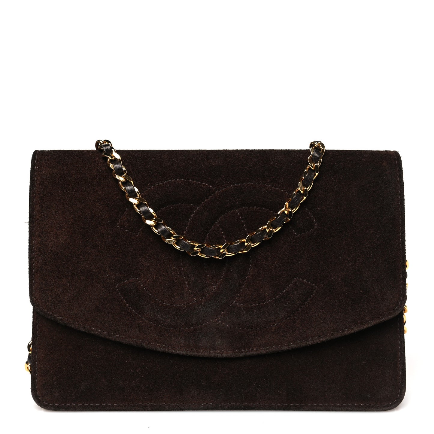 Suede Timeless CC Wallet on Chain WOC Brown