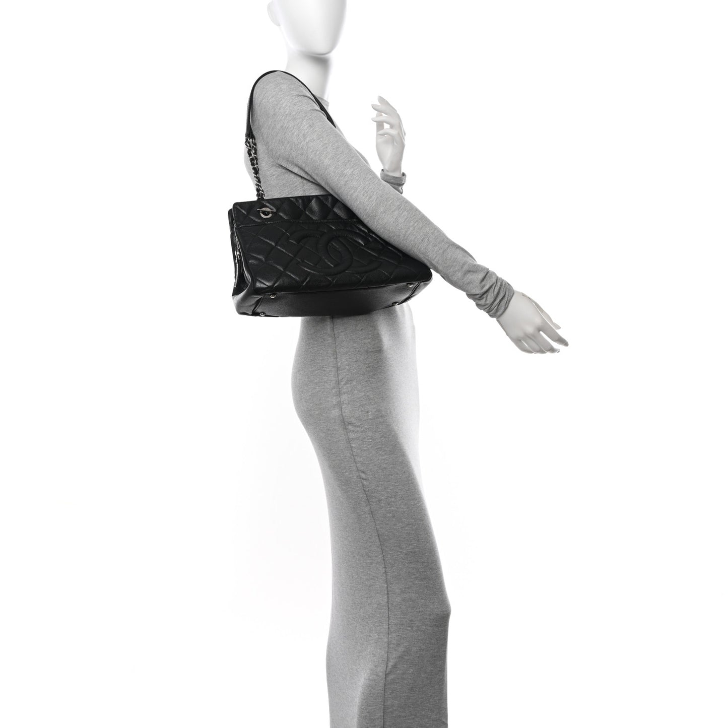 Caviar Quilted Timeless CC Soft Tote Black