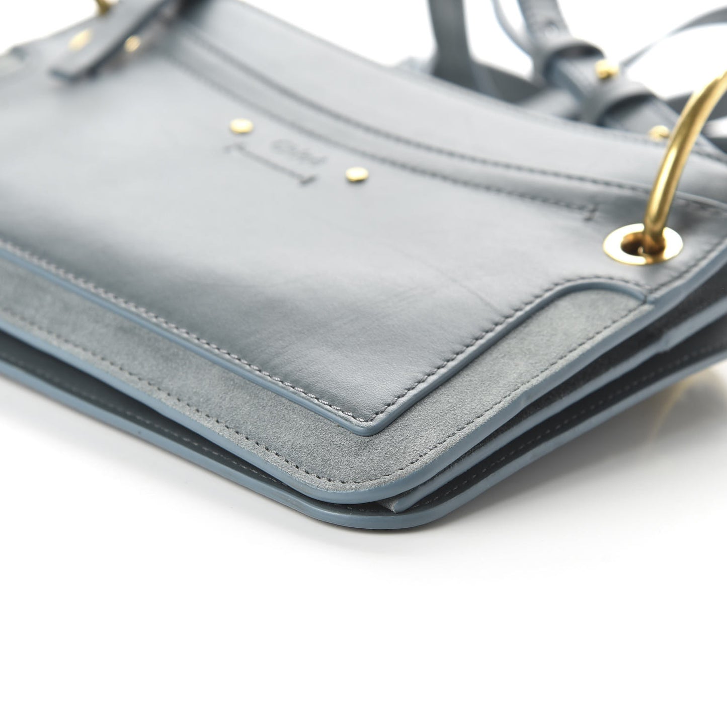 Calfskin Suede Mini Roy Bag Cloudy Blue