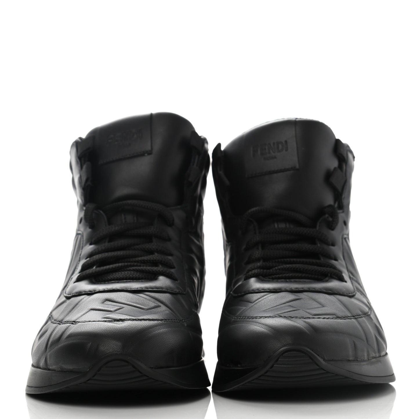 Nappa Macro FF Embossed High Top Sneakers 37 Black