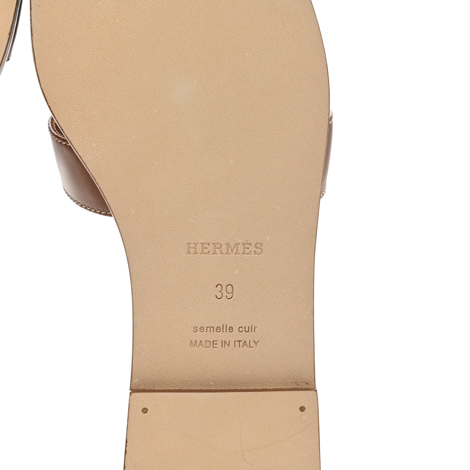 Hermes Box Calfskin Oran Sandals 39 Gold 7 of 9
