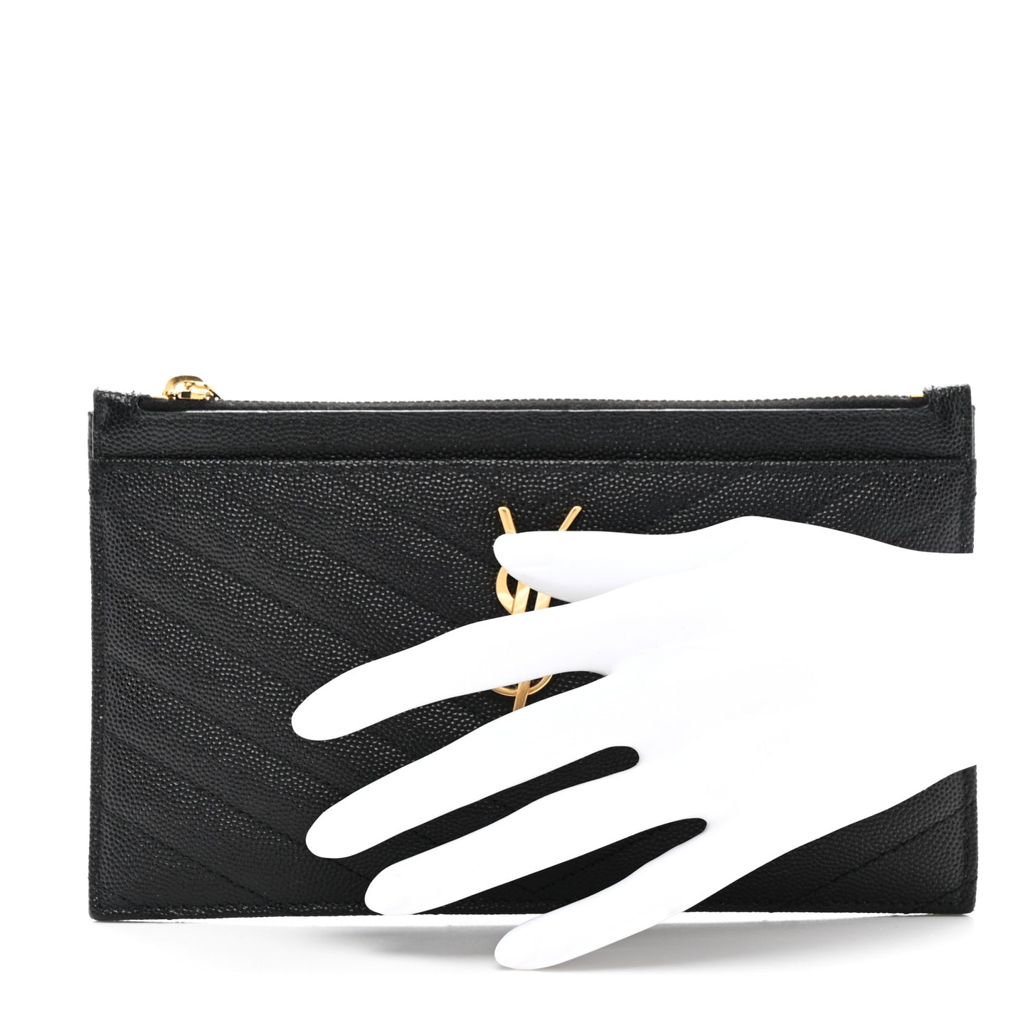 Grain De Poudre Chevron Monogram Bill Pouch Black